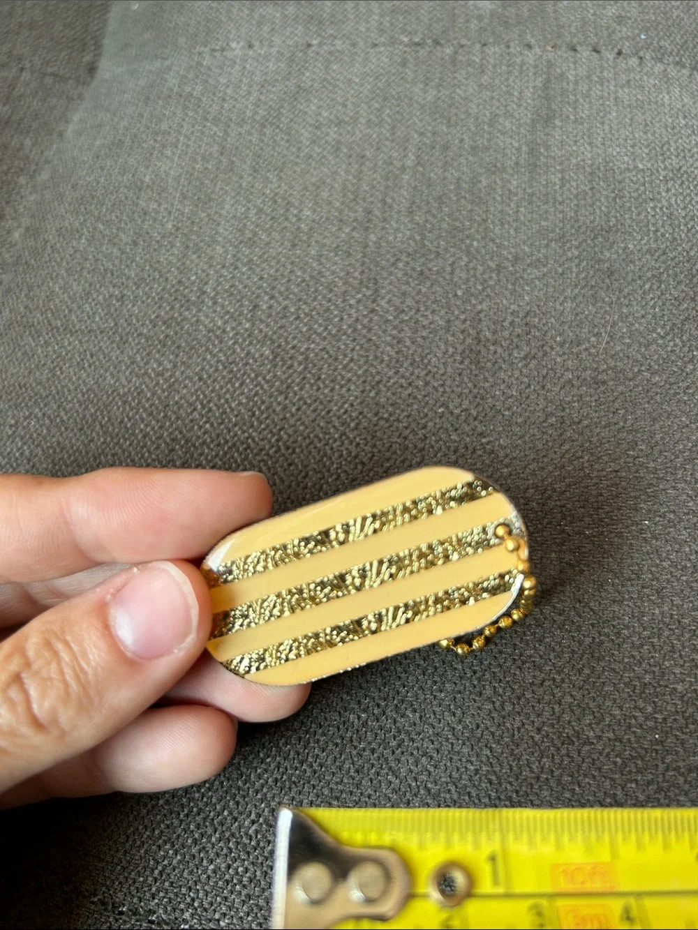 CHANEL Enamel and Gold Leaf Stripe Dog Tag